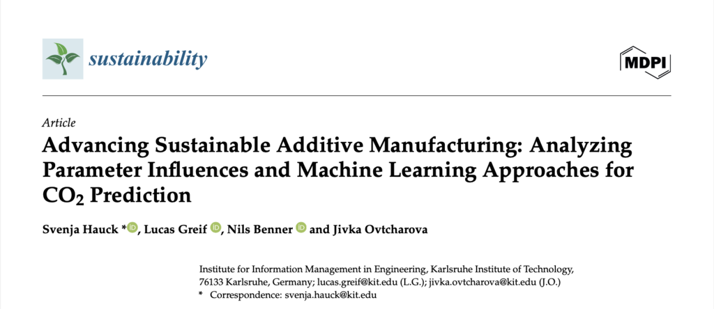 Fachartikel zu nachhaltiger additiver Fertigung und CO₂-Vorhersage mittels Machine Learning.